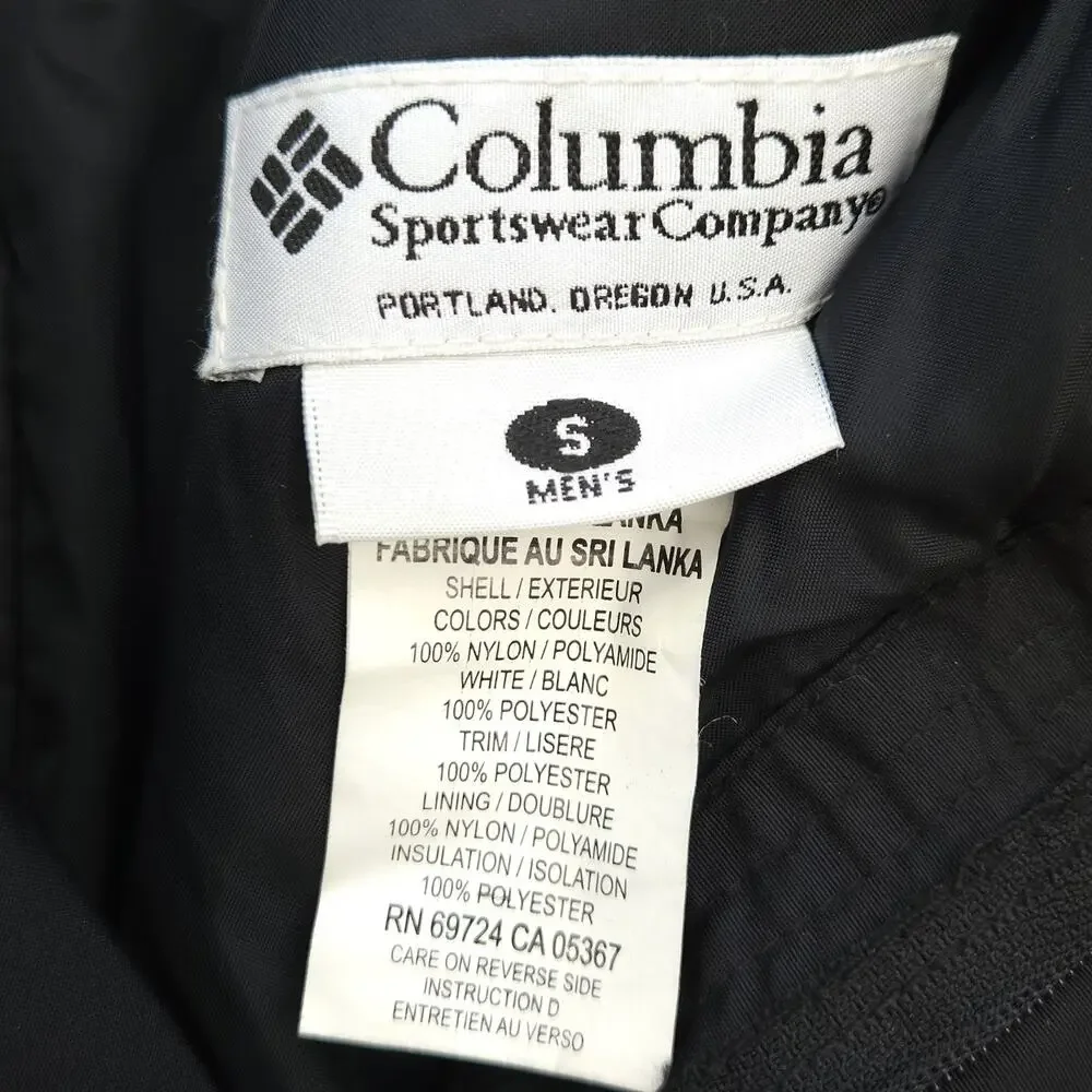 VTG Columbia Boy's S Black Insulated Ski Snow Pants Nylon Cargo Y2K Gorpcore NOS